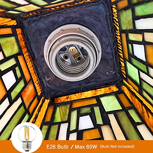 Tiffany Lamp Antique Amber Brown Stained Glass Pendant Light