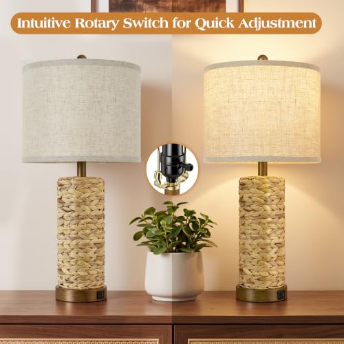 Rattan Table Lamps Set of 2