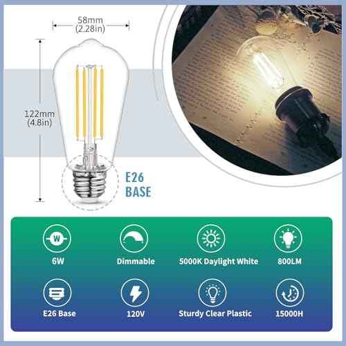 20Pack Shatterproof LED Edison Light Bulb 60W Equivalent (20 Count)
