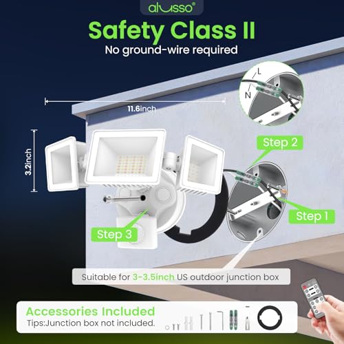 Motion Sensor Outdoor Lights with Remote 40W 4000LM Flood Light 120V