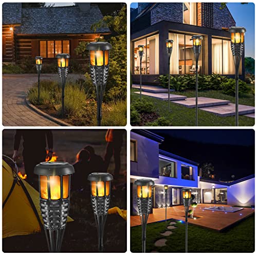 Flickering Flames Torch Solar Lights Handmade Bamboo Outside Flame Lighting Waterproof for Path