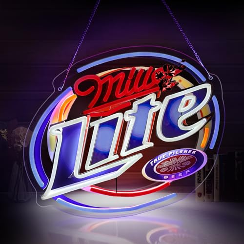 Mille Lite Neon Sign LED Beer Light for Home Bar Man Cave Wall Decor (Blue Red)