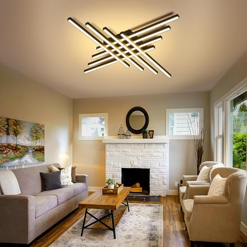 47" Black Modern LED Ceiling Light Fixtures With Remote