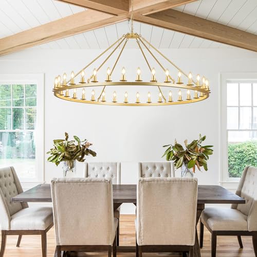 Gold Wagon Wheel Chandelier 60