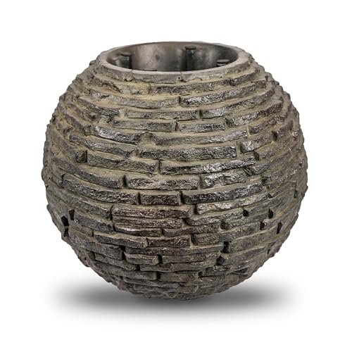 Stacked Slate Sphere Water Fountain and Installation Kit for Yard