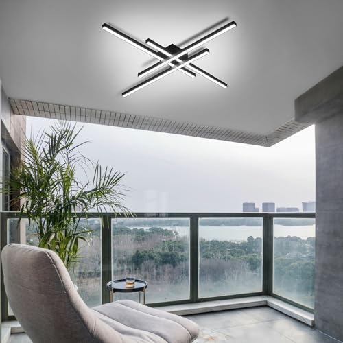 43" Black Modern LED Ceiling Light Fixtures With Remote