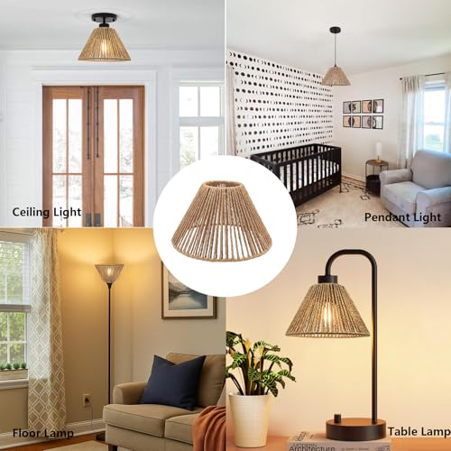 3pcs Boho Rattan Pendant Lamp Replacement Shade Ø7.87" x H4.72" (3 Count)