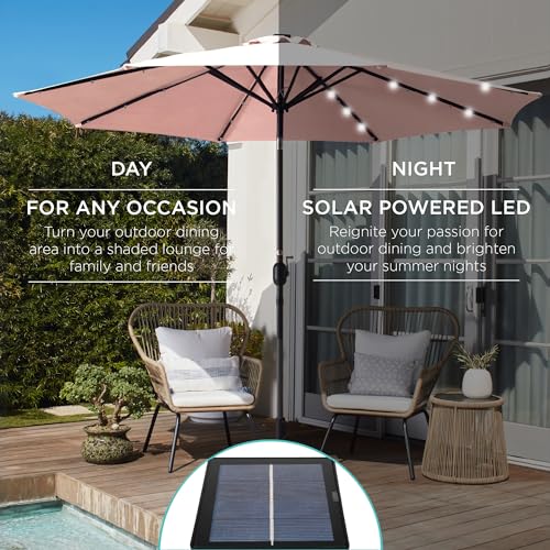 10ft Solar Polyester LED Lighted Patio Umbrella w