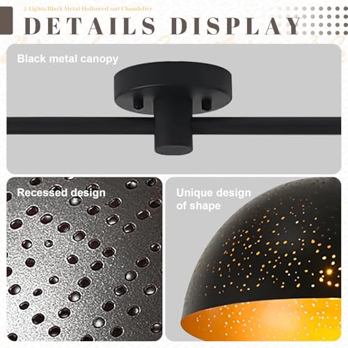 2 Light Black Linear Pendant Light