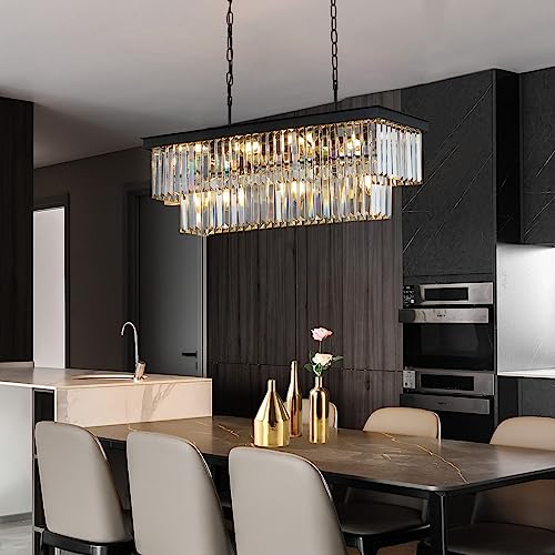Black Crystal Chandeliers for Dining Room