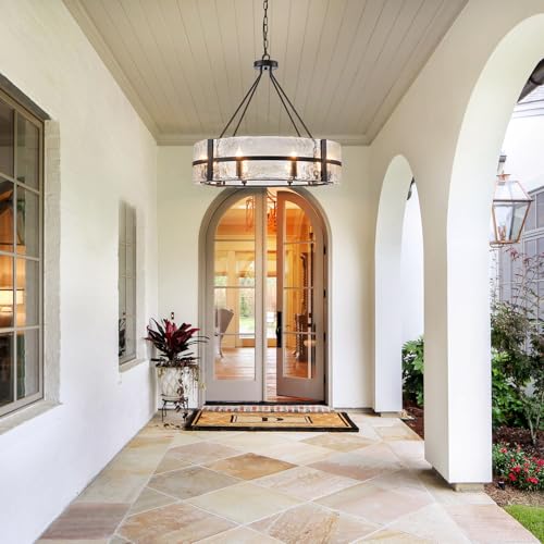 28" Black Glass Chandelier for Dining Room
