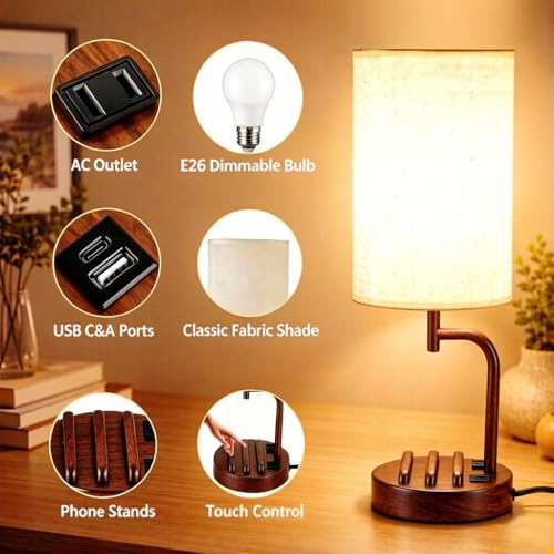 Touch Control USB Table Lamp with USB C