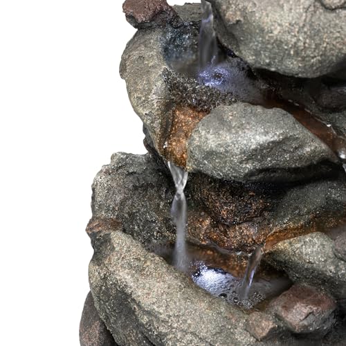 TZL154 14" Indoor Tabletop Rainforest Rock Water Fountain with LED Lights