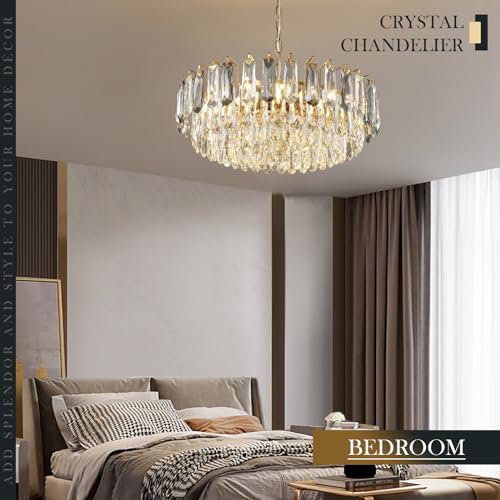 23.6" Modern Crystal Chandelier with Grey Crystal Gold 3
