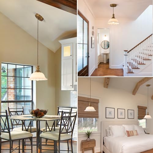 Glass Pendant Lights Modern Pendant Lighting Fixtures Hanging Lamp for Kitchen Island Bedroom Dining Room Coffee Shop Hallway White and Brass