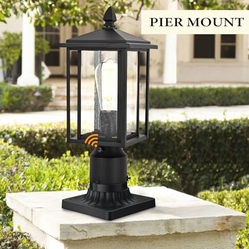 Outdoor Dusk to Dawn Post Light Fixture with Glass