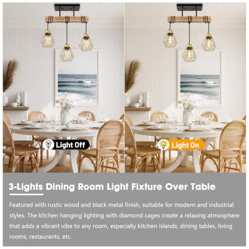 3 Lights Dining Room Light Fixture Over Table
