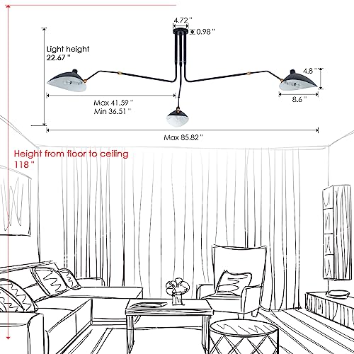 85" Mid Century Chandelier