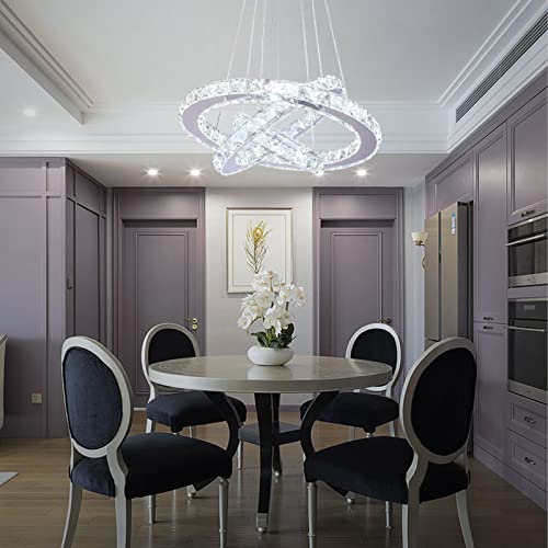 3 Ring Crystal Chandelier Adjustable Dimmable LED Pendant