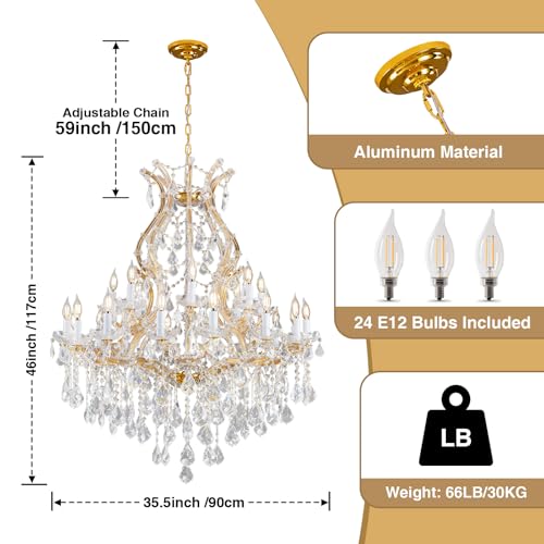 Large Gold Crystal Chandelier Light Fixtures
