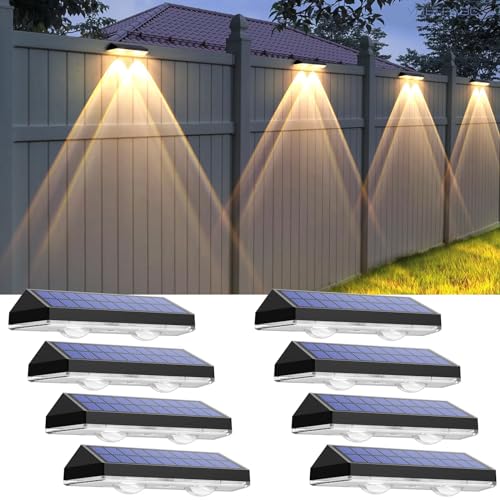 Solar Fence Lights Outdoor (8 Count)
