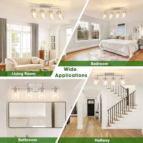 4 Lights Brushed Nickel Kitchen Lighting Fixtures Ceiling