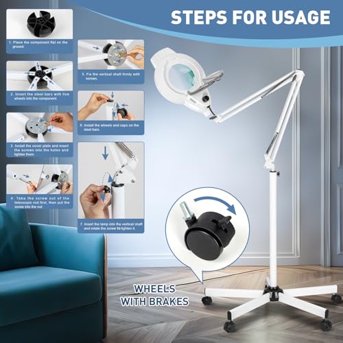 Floor Magnifying Glass with Light and Stand