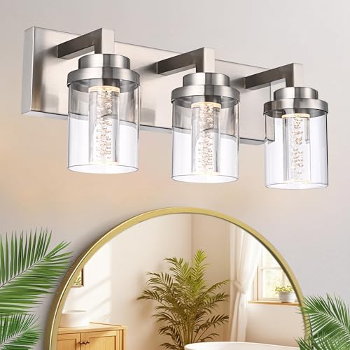 3 Light Modern LED Bathroom Vanity Light Bar Brushed Nickel