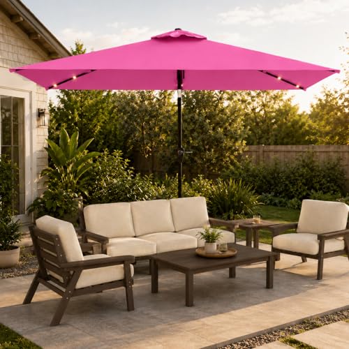 6.5 x 10ft Rectangular Patio Umbrella with Solar Lights