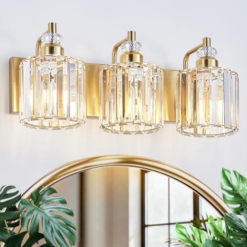 3 Light Modern Gold Bathroom Vanity Lights Brushed Brass Lighting Fixtures Over Mirror
