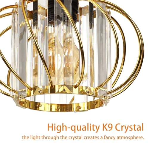 Gold Crystal Ceiling Light Fixture (2 Count)