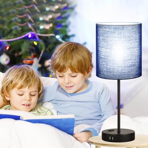 2 Pack Touch Control Table Lamps with 2 USB & AC Outlet