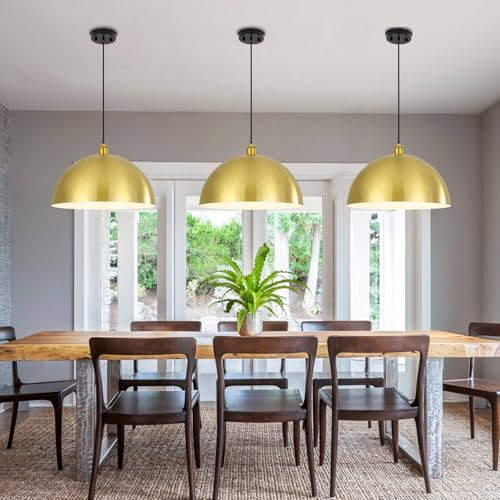 Large Brushed Gold Pendant Light