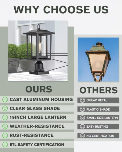 19Inch Dusk to Dawn Outdoor Post Lights