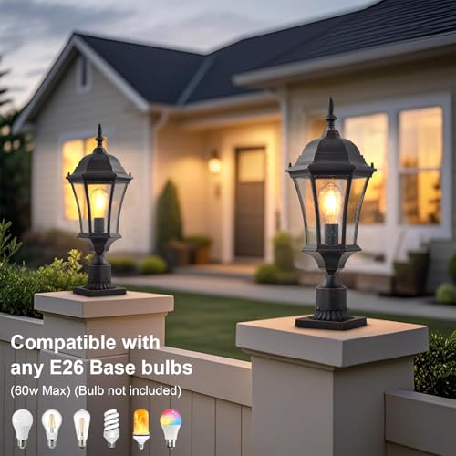 Cast Aluminum 24" Large Outdoor Post Light with 3" Pier Mount (2 Count)