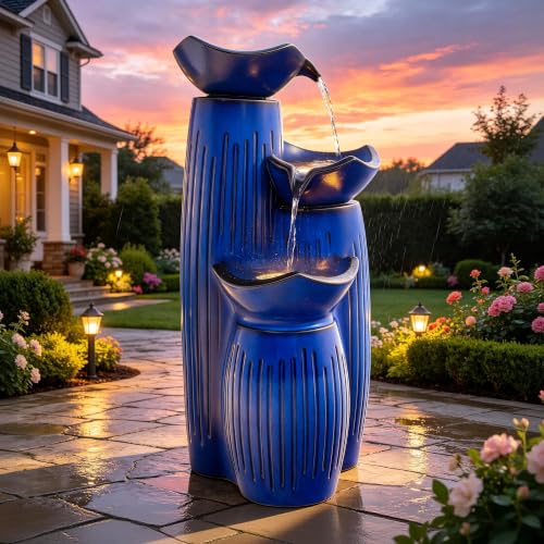 Autodaya 30" H Modern Ceramic Outdoor Water Fountain