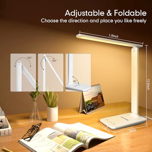 LED Desk Lamp with 15W Wireless Charger & USB Port