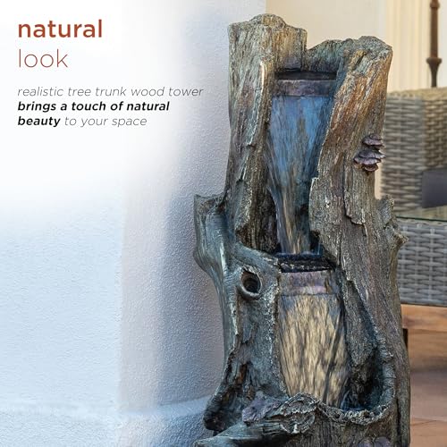 WIN258 Outdoor Rainforest Waterfall Tree Trunk Floor Fountain with LED Lights