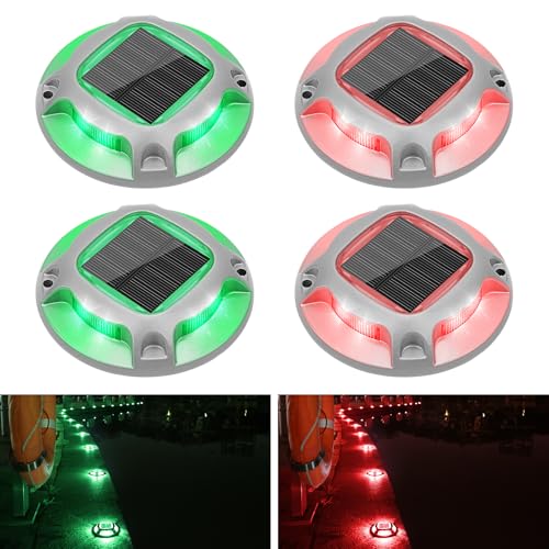 Solar Driveway Marker Lights Dock Marine Led Deck Outdoor 4 Pack (4 Count)