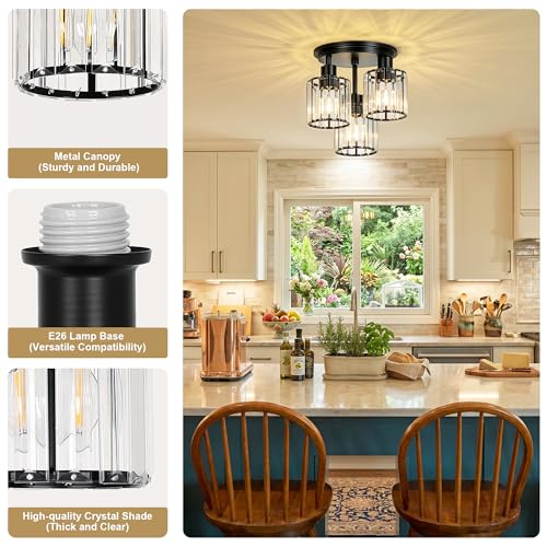 Crystal Semi Flush Mount Ceiling Light