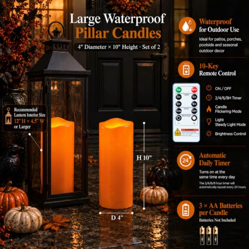 Large Orange Flameless Candles