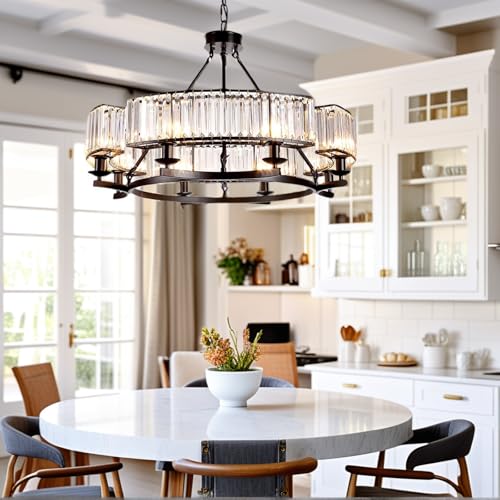Farmhouse Crystal Chandeliers Dining Room Pendant Light Fixture