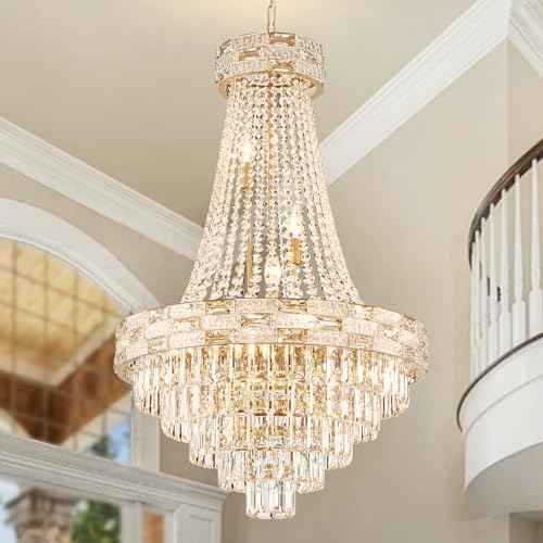 12 Light Gold Crystal Chandeliers