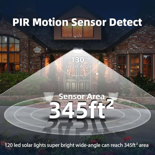 120 LED Outdoor Solar Lights with Motion Sensor and 3 Lighting Modes (2 Count)