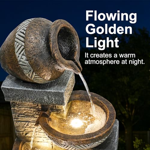 42.5" Tall Outdoor Water Fountain and Waterfalls