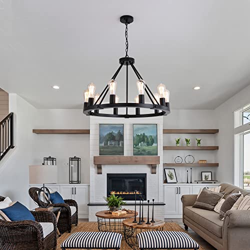 10 Lights Wagon Wheel Chandelier