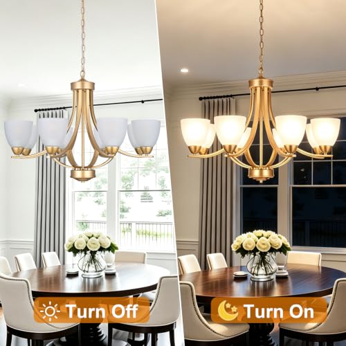 8 Light Large Gold Chandeliers for Dining Room Industrial Pendant Light Kitchen Island Fixture