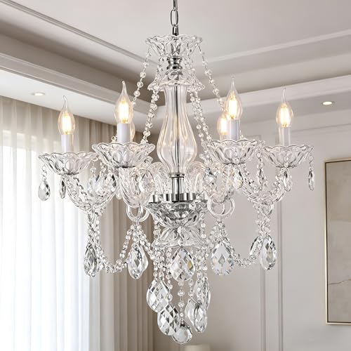Modern Crystal Chandelier with 6 E12 Sockets