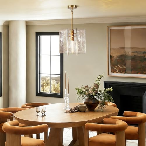 Modern Large 12 in Brass Water Ripple Glass Kitchen Island Pendant Light Fixtures