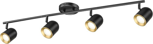 FEMILA 31" Adjustable LED Track Light, 3000K Modern LED Track Light Kit, Black Ceiling Track Lighting Fixture, 350 Rotatable, 4FS78TL-4 BK-1 - Aura Lighting